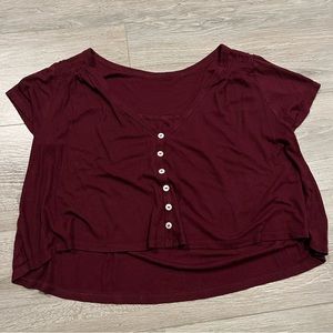 Dark red button up shirt